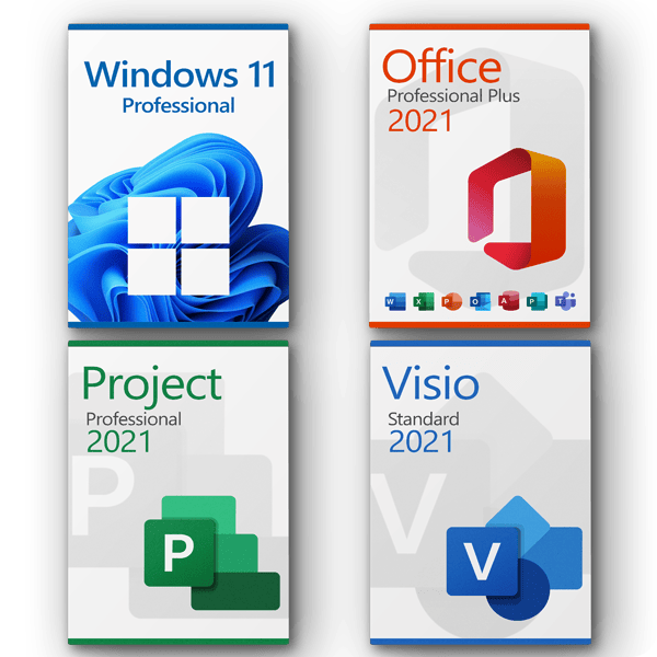 Microsoft Windows 11 Professional + Microsoft Project 2021 Professional + Microsoft Office 2021 Professional + Microsoft Visio 2021 Standard license for 3 devices